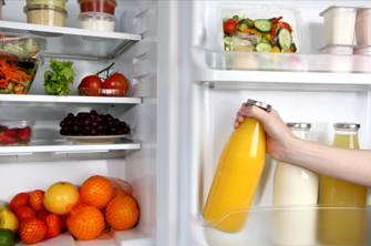 Stock the family fridge with fresh veggies and fruit.