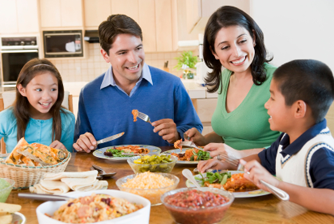 For at least two meals every week, eat together as a family